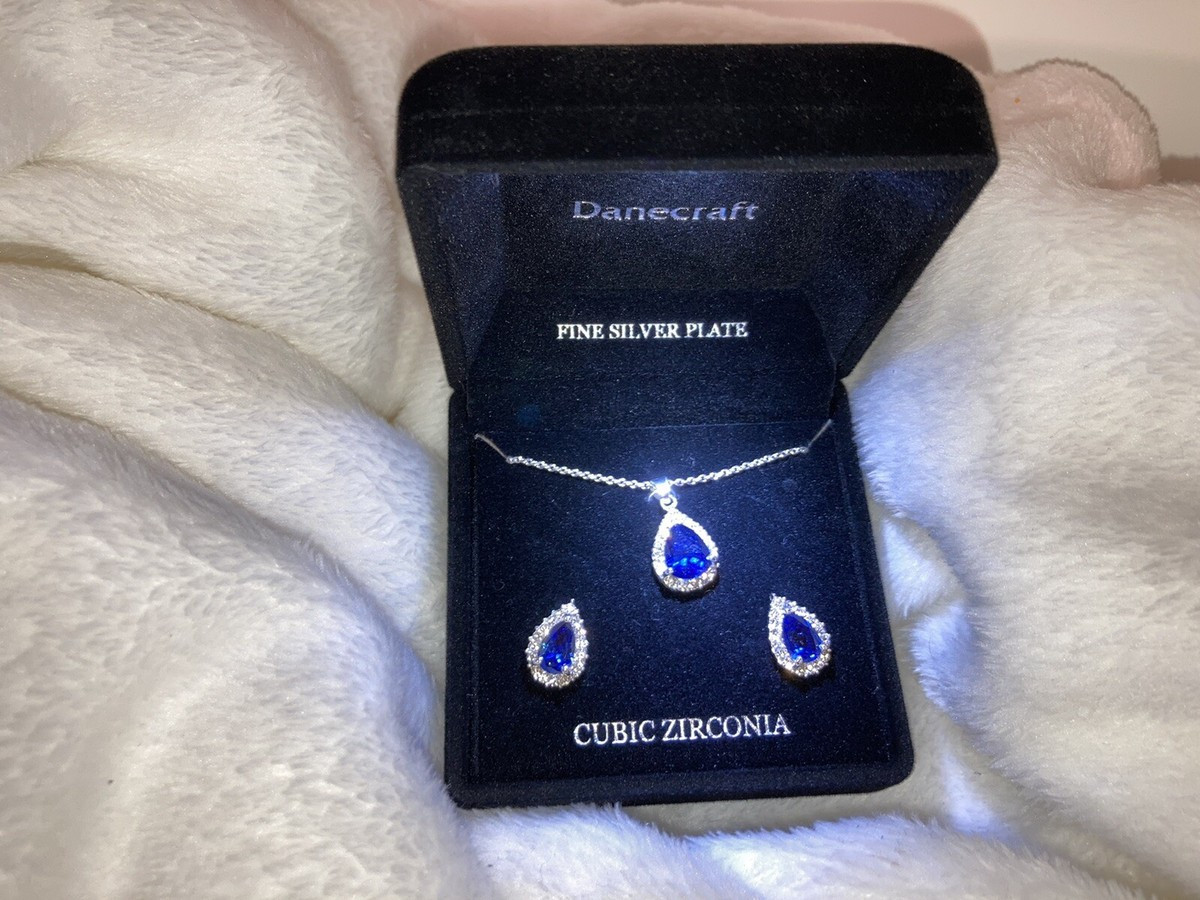 Danecraft Cubic Zirconia & Fine Silver Necklack And Earrings W/ Light Up Box | eBay | eBay US