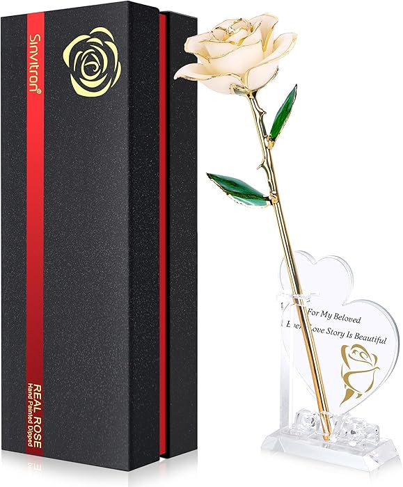 Sinvitron Gold Dipped Infinity Rose Forever Flower Decor, Resin Preserved Real Rose Birthday Gift... | Amazon (US)