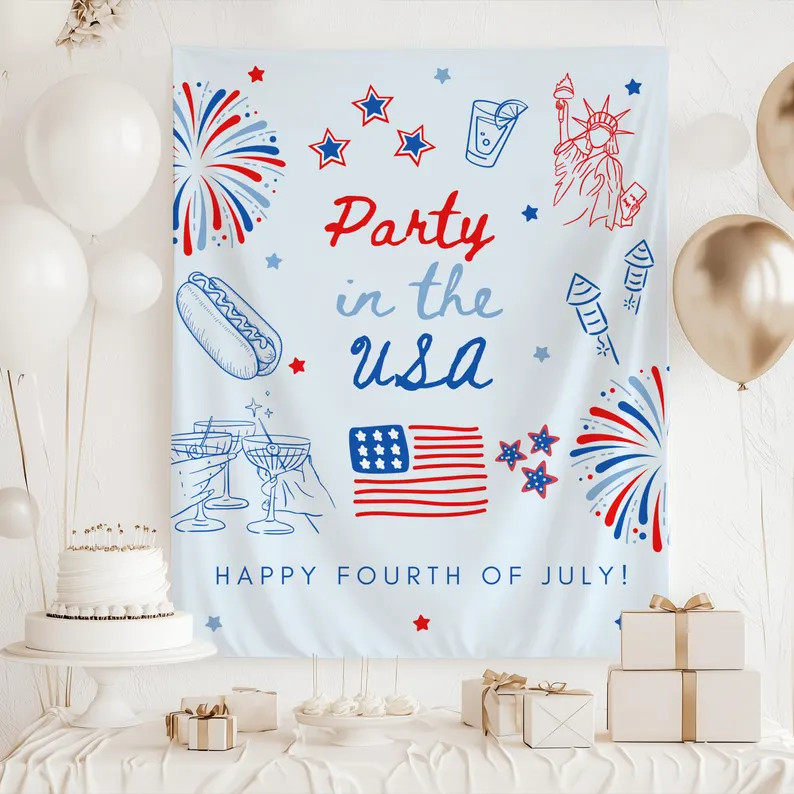 Party in the USA Banner, Fourth of July Banner, 4th of July Decorations, Party in the USA Decorat... | Etsy (Global)
