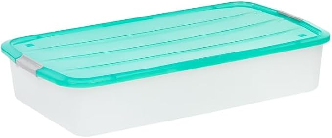 Under Bed Storage Bin Containers with Lid 56 Quart – 32.5"x17.8"x6.5"-Clear Plastic Storage Bin... | Amazon (US)