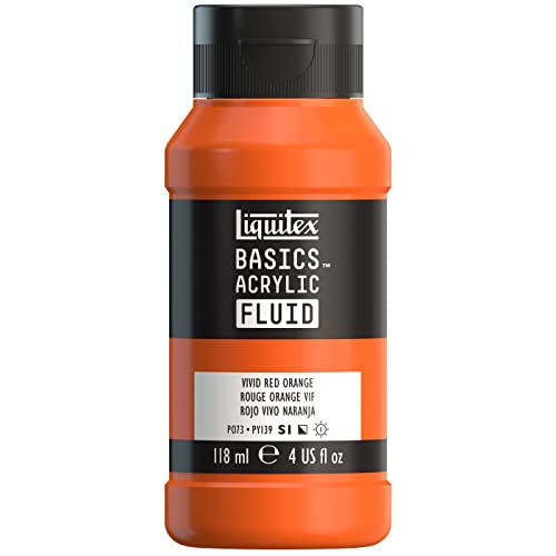 Liquitex BASICS Acrylic Fluid Paint, 118ml (4-oz) Bottle, Vivid Red Orange | Amazon (US)