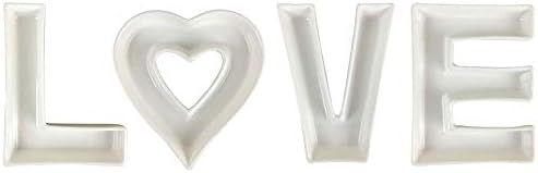 Just Artifacts 5.5-Inch White Ceramic Letter Dish Set (LVE w/Heart) | Amazon (US)