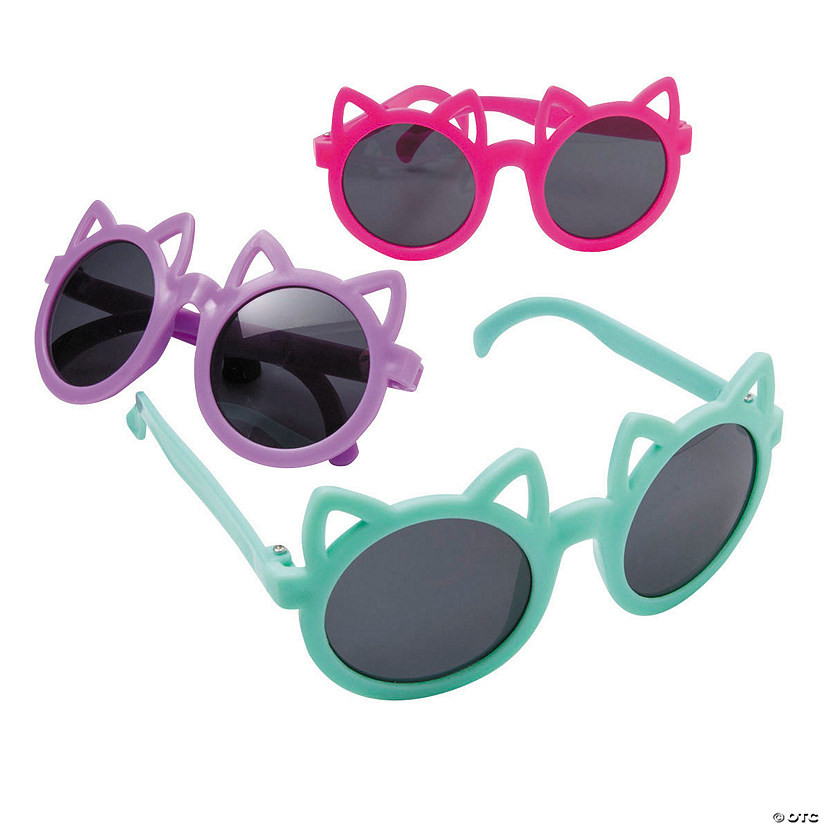 Kids Pastel Cat-Shaped Plastic Sunglasses - 12 Pc. | Oriental Trading Company