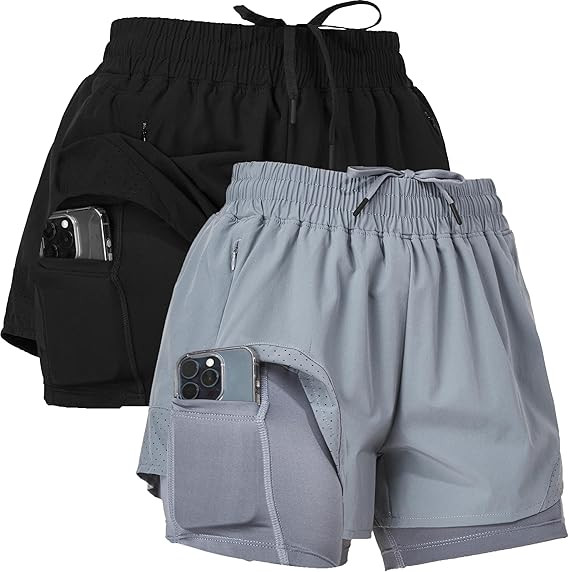 Ultra Performance Womens Running Gym Shorts Women Pack of 2, Nylon Compression Workout Shorts Wom... | Amazon (US)