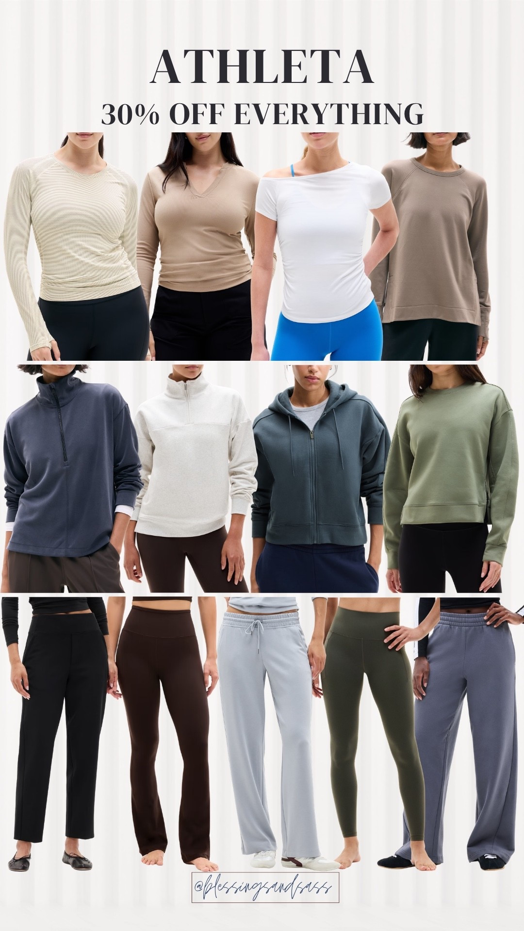 For workouts, errands, and the days you just want to be comfy! Athleta is offering 30% off everything, so I rounded up my picks for easy everyday outfits. Love these colors for fall! 🤍

Athleta sale, women’s activewear, athleisure outfits, leggings, wide leg sweatpants, half zip pullover, zip up hoodie, comfortable travel outfits

#LTKSeasonal