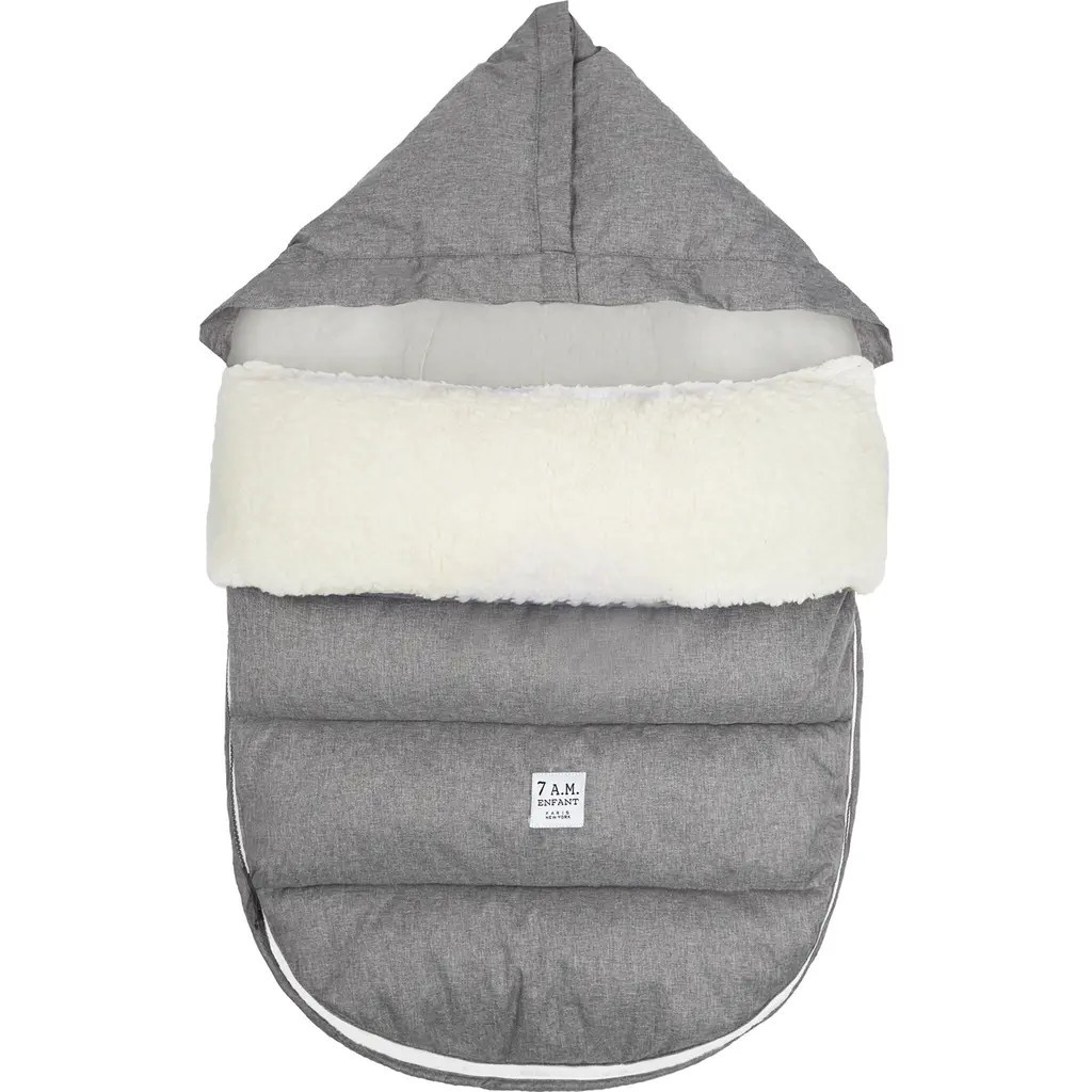 7 A.M. Enfant LambPOD Water Repellent Faux Shearling Car Seat/Stroller Bunting in Heather Grey at Nordstrom, Size Small | Nordstrom