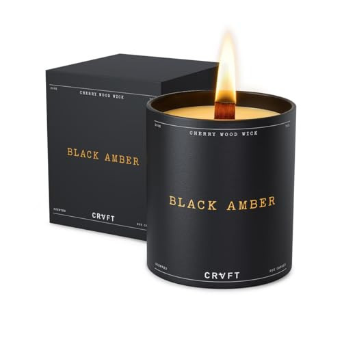 CRVFT Men's Candle - Cherry Wood Candle - Soy Candle 45 Hour Burn Time - Room Decor and Housewarming Gift for Men - 7oz/200g (Black Amber) | Amazon (US)