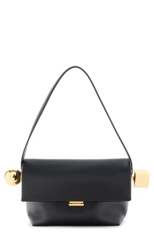 Jacquemus Le Rond Carré Leather Shoulder Bag in Black 990 at Nordstrom | Nordstrom