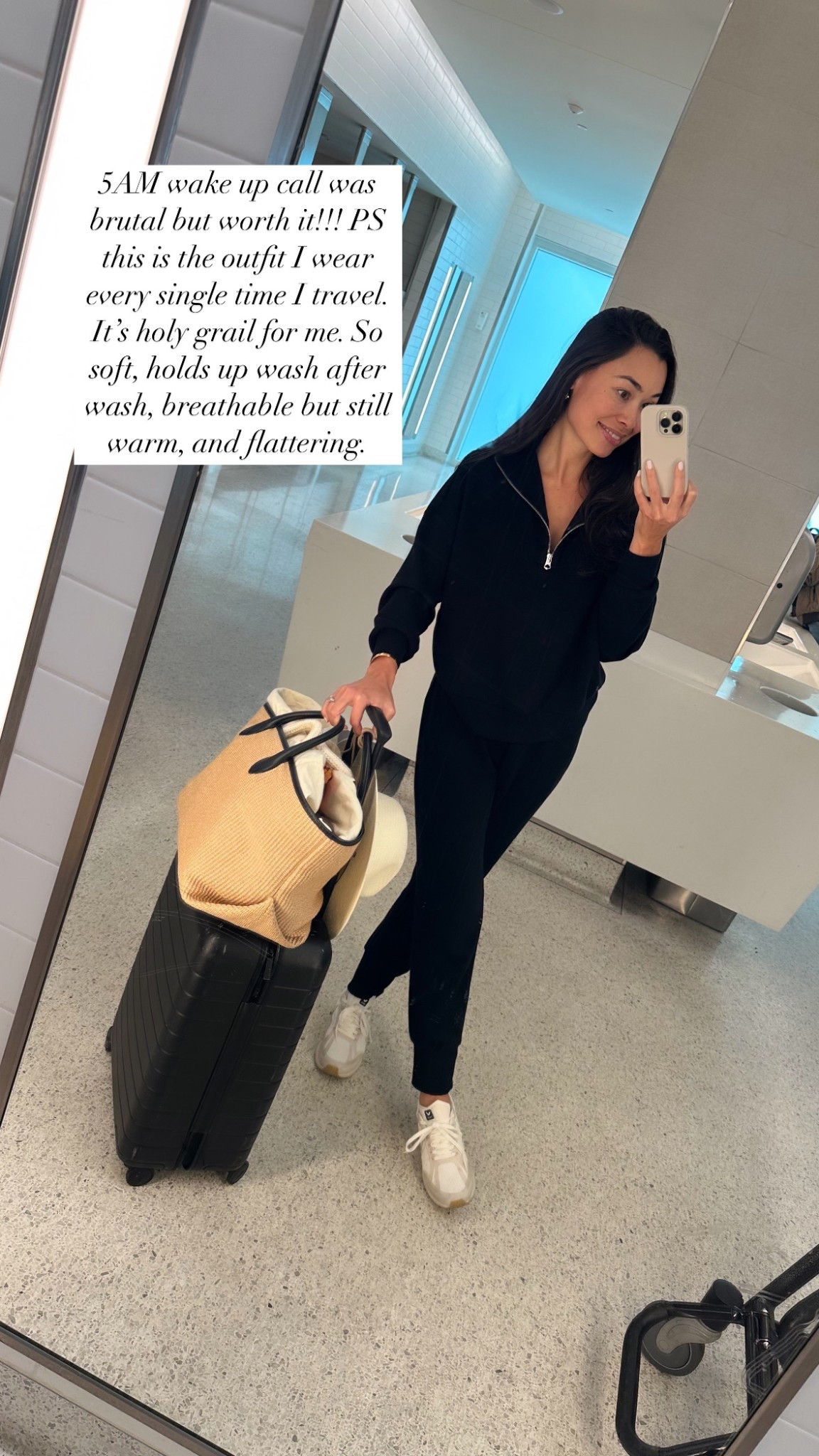 Holy grail travel jogger set, luggage, Khaite tote, sneakers, travel. 

#LTKSeasonal #LTKActive #LTKTravel