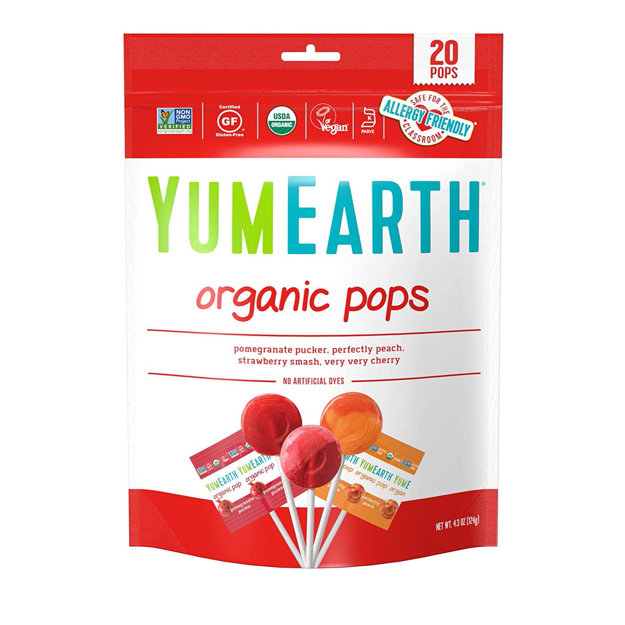 YumEarth Organic Lollipops, Assorted Flavors, 4.3 Ounce, 20 Lollipops - Allergy Friendly, Non GMO... | Walmart (US)