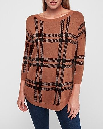 plaid circle hem sweater | Express