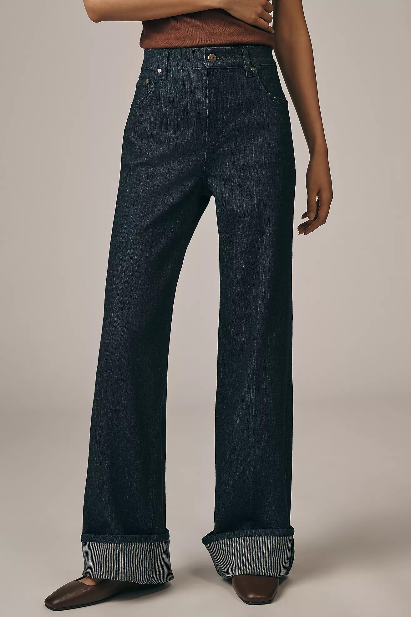 Pilcro High-Rise Wide-Leg Cuff Jeans | Anthropologie (US)