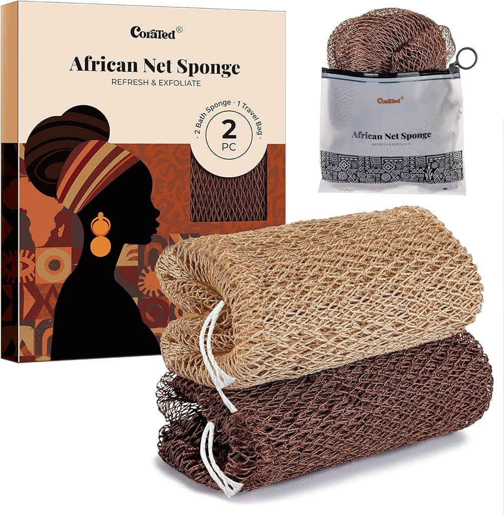 CORATED African Net Sponge Authentic, Shower Loofah Exfoliating Bath Sponge, Body Scrubber for Wo... | Amazon (US)
