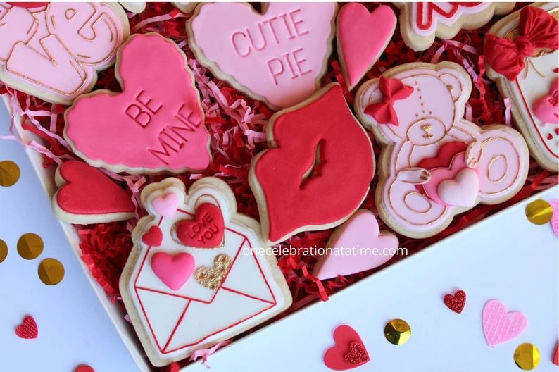 Valentine's Day Cookies, Valentine Gift Box, Valentine Cookies, Valentine Cookie Set of 14 | Etsy (US)
