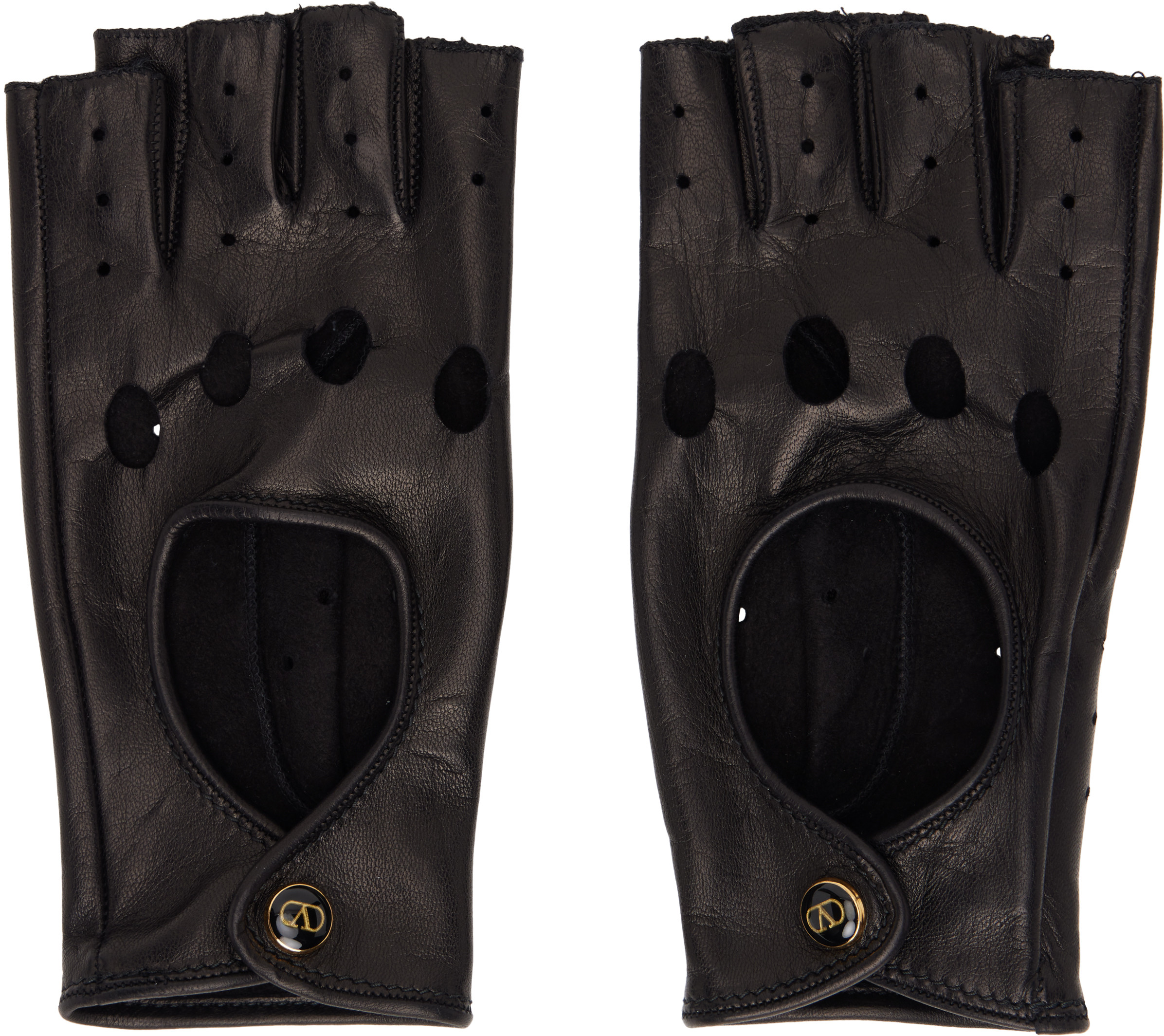 Valentino Garavani Black VLogo Signature Nappa Fingerless Gloves | SSENSE