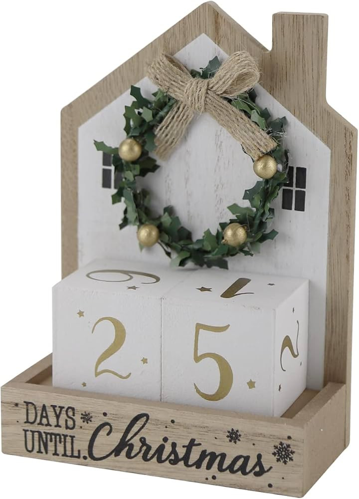 Sfozstra Christmas Wooden Countdown Advent Calendar with Bow Garland Simple Room Design Numebr Ca... | Amazon (US)