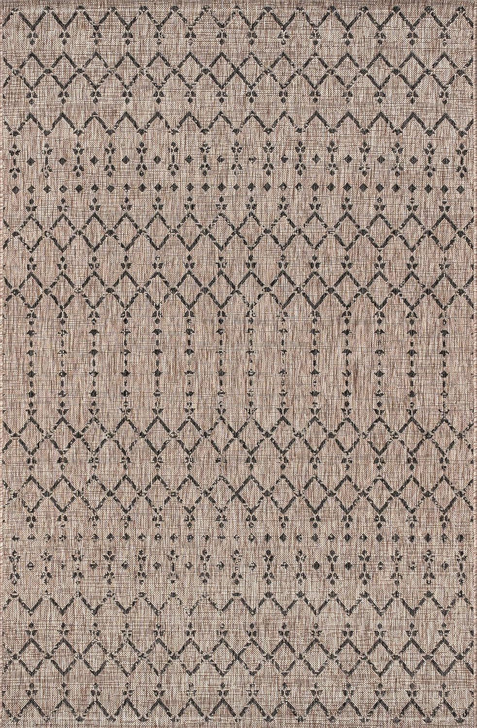 JONATHAN Y Moroccan Geometric Indoor Outdoor Area Rug 8X10 Natural/Black, Ourika Textured Weave f... | Amazon (US)