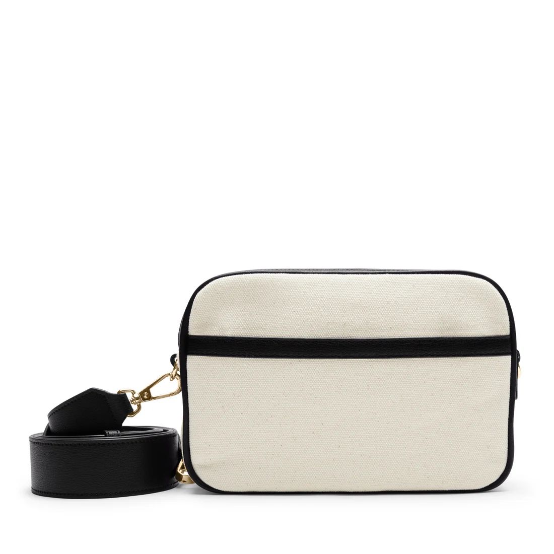 Meadow Double Zip Camera Bag in Canvas | Organic Canvas Natural Canvas/Black Natural | Leatherology