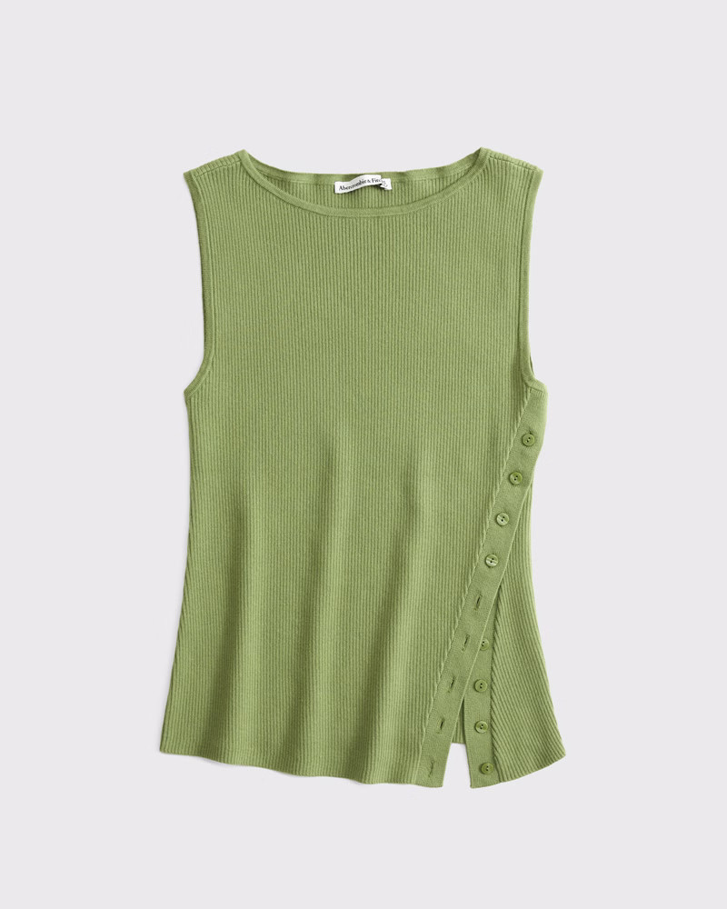 Women's Asymmetrical Button Sweater Tank | Women's Tops | Abercrombie.com | Abercrombie & Fitch (US)