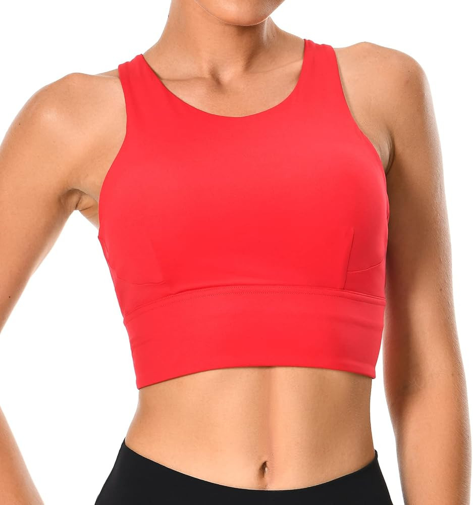 Colorfulkoala Women's Racerback Sports Bra Tank Top - Longline Crop with Medium Support and Paddi... | Amazon (US)