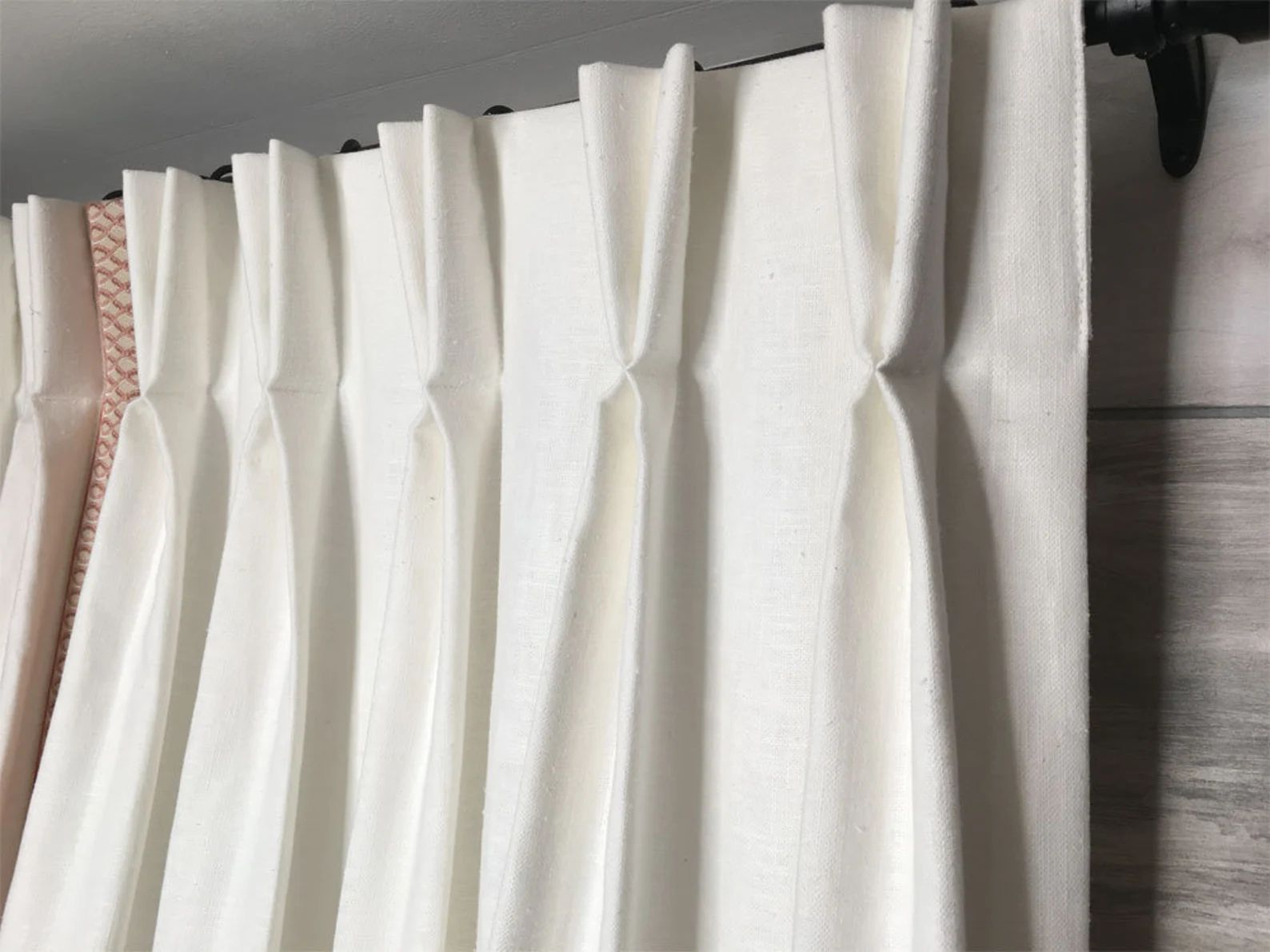 PAIR 100% Linen Pleated Curtains/drapes-white Ivory Black | Etsy | Etsy (US)
