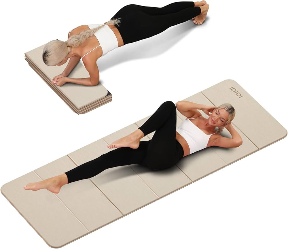 Foldable Yoga Mat Extra Thick 0.32 Inches Eco-Friendly POE Material, Non-Slip Design Fitness Mats... | Amazon (US)