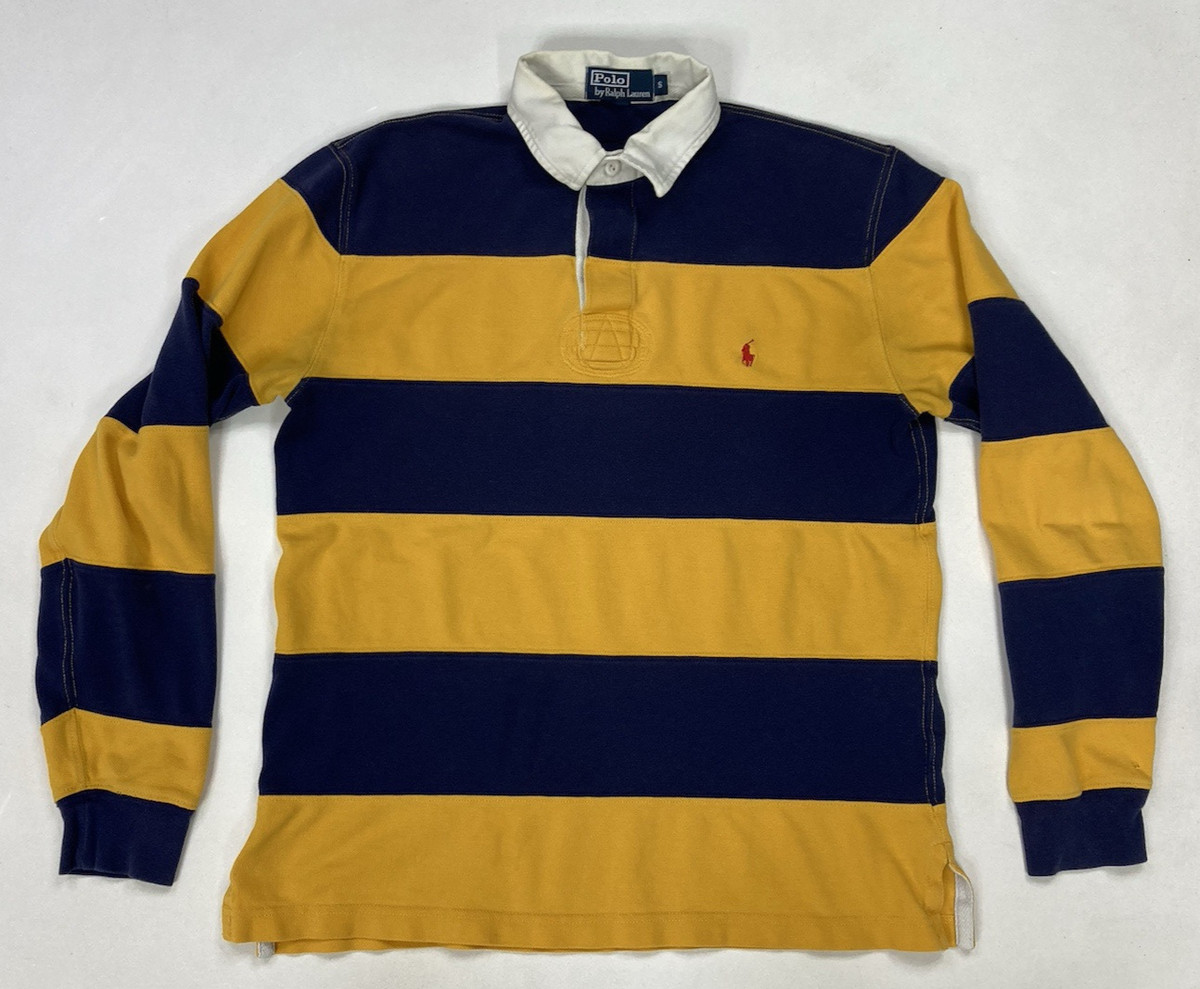 VINTAGE Polo Ralph Lauren Rugby Polo Shirt Men Small Blue Yellow Pony Colorblock  | eBay | eBay US