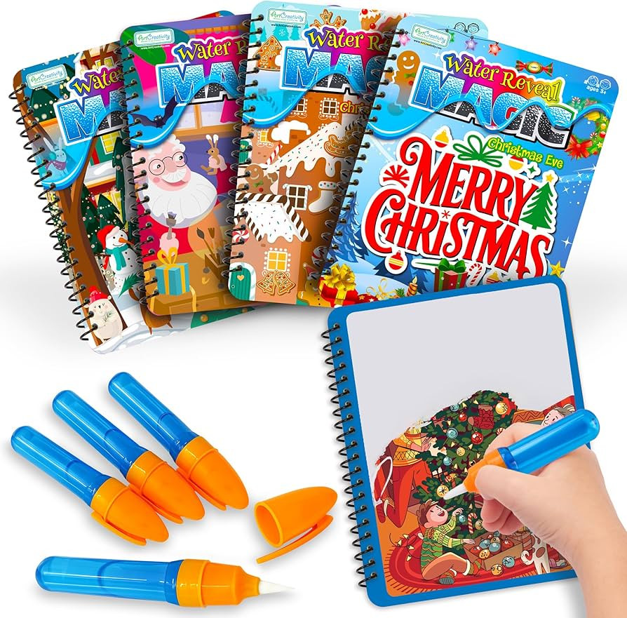 Stocking Stuffers for Toddlers, 4 Pack Christmas Water Coloring Books for Kids, Christmas Activit... | Amazon (US)