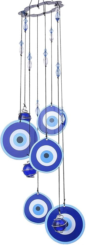Blue Evil Eye Hanging Decoration Ornament Metal Wind Chimes for Home Garden Decoration (Evil Eyes... | Amazon (US)