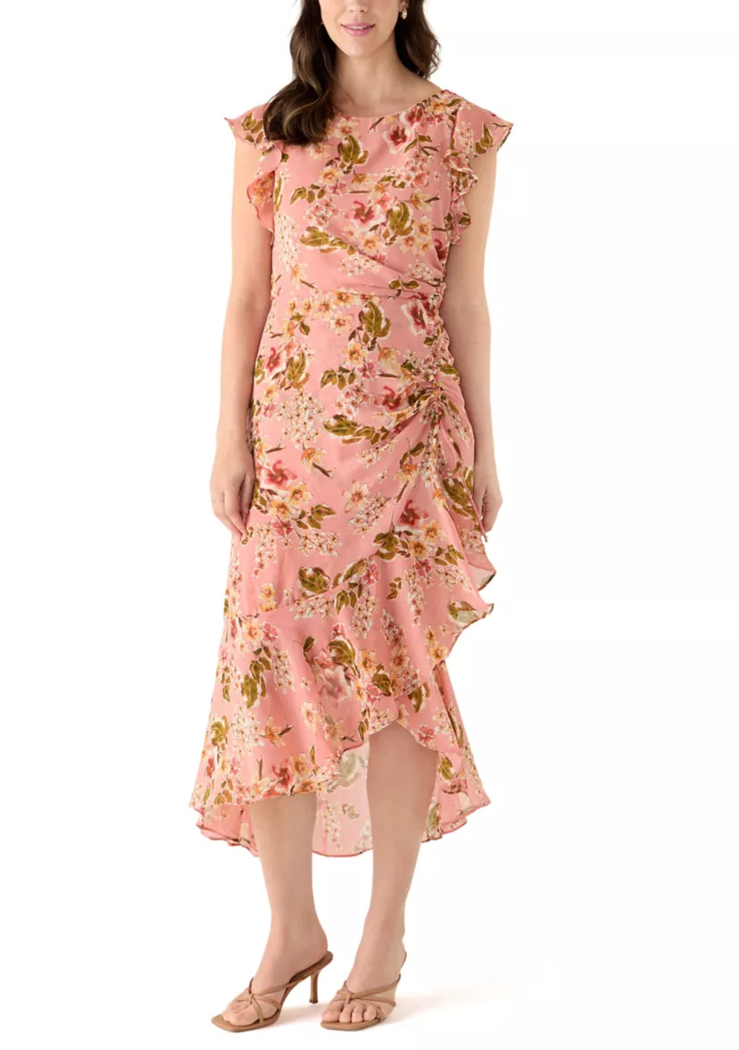 Women's Flutter Sleeve Floral Midi Dress | Belk