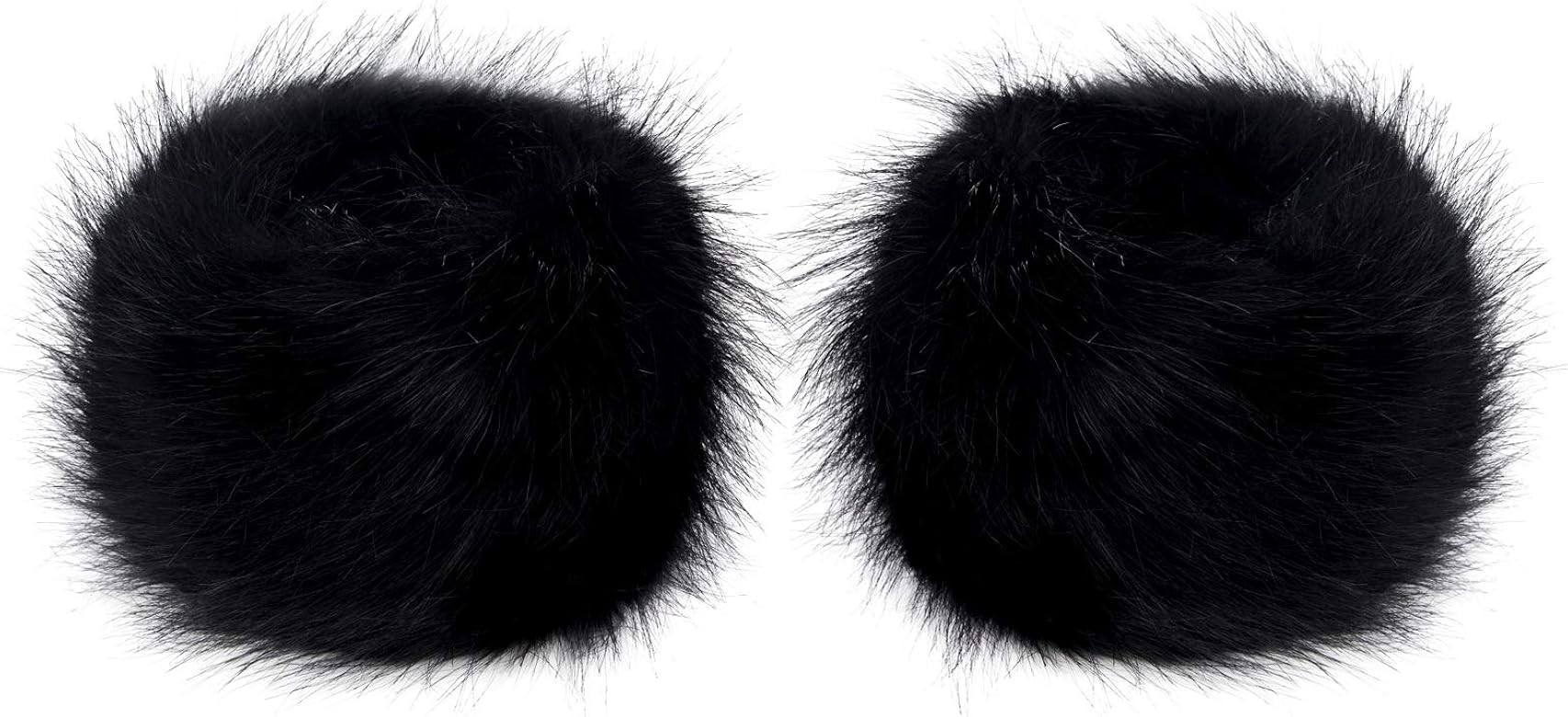 Futrzane Faux Fur Wrist Cuffs For Women - Like Real Fur Wrist Warmers (Black Raccoon) | Amazon (CA)