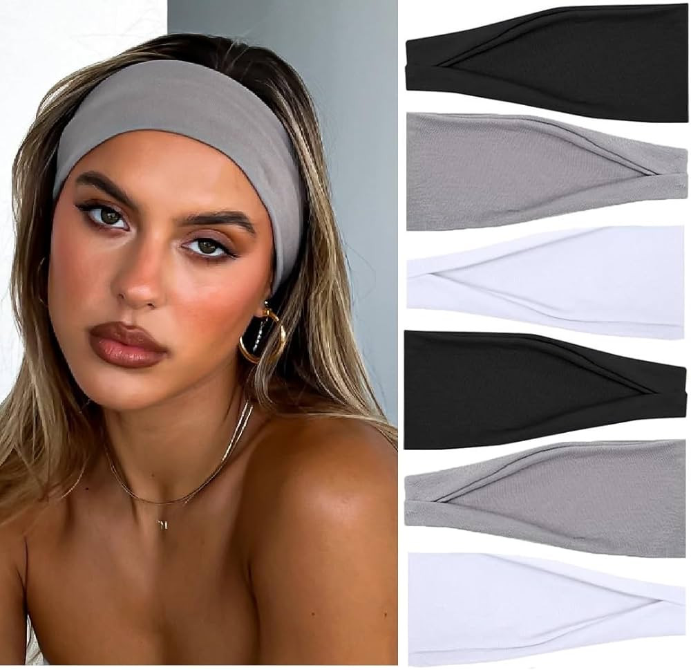 TERSE Headbands for Women, 4 inches Wide, Non Slip Women's Hair Bands, Stretchy Sweat Bands, Hair... | Amazon (US)