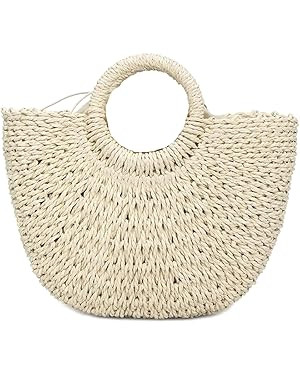 Straw Bag Womens Handbag Handwoven Large Straw Beach Tote Bag Hobo Summer Beach bag Straw Purse | Amazon (US)