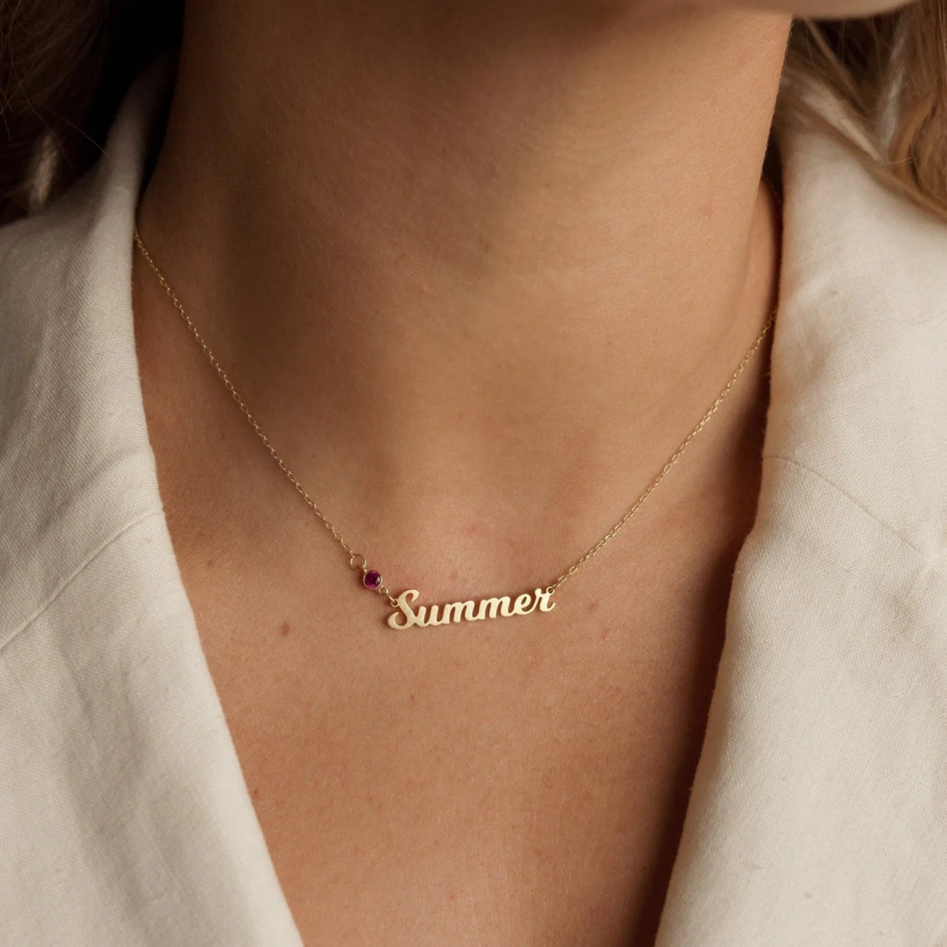 Mellow Birthstone Name Necklace | Caitlyn Minimalist