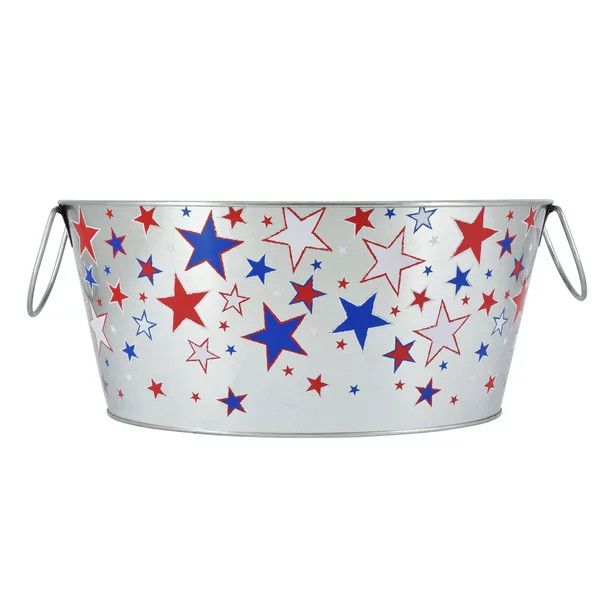 Patriotic Oval Galvanized Bucket, Stars -Way to Celebrate | Walmart (US)