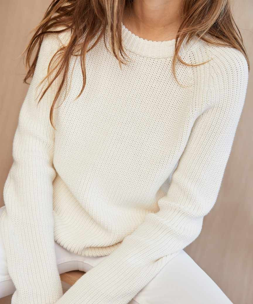 Cotton Fisherman Sweater Ivory | Jenni Kayne