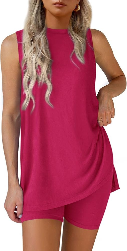 PRETTYGARDEN 2 Piece Sets for Women 2026 Summer Matching Lounge Shorts Set Resort Airport Travel ... | Amazon (US)