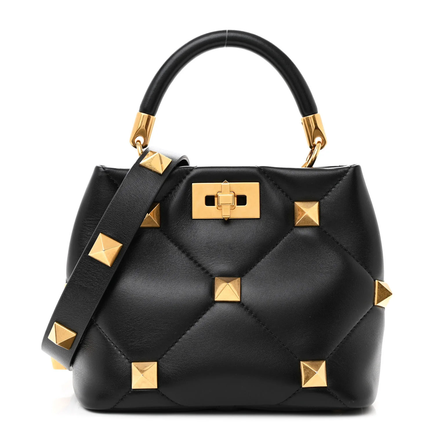 Nappa Small Roman Stud The Handle Bag Black | FASHIONPHILE (US)