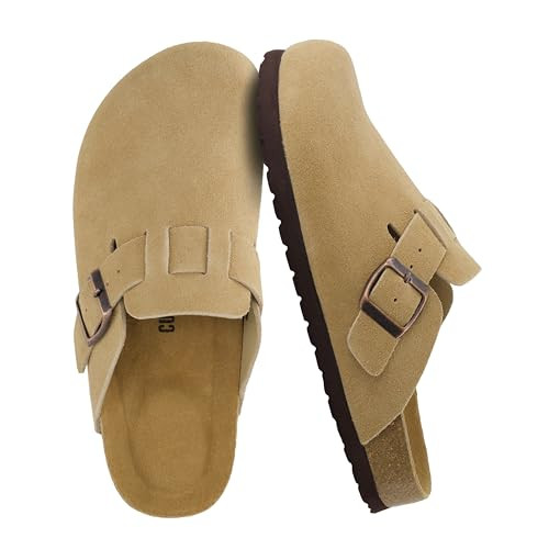 CUSHIONAIRE Hana - Genuine Leather Suede Classic Clog Womens Shoes - Slip On Mule Comfortable Shoes for Women, Sand 8W | Amazon (US)