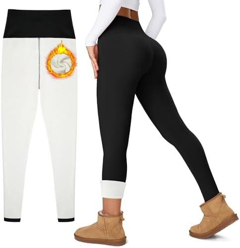 Women's Thick Fleece Lined Leggings High Waisted Tummy Control Thermal Warm Soft Yoga Pants for C... | Amazon (US)