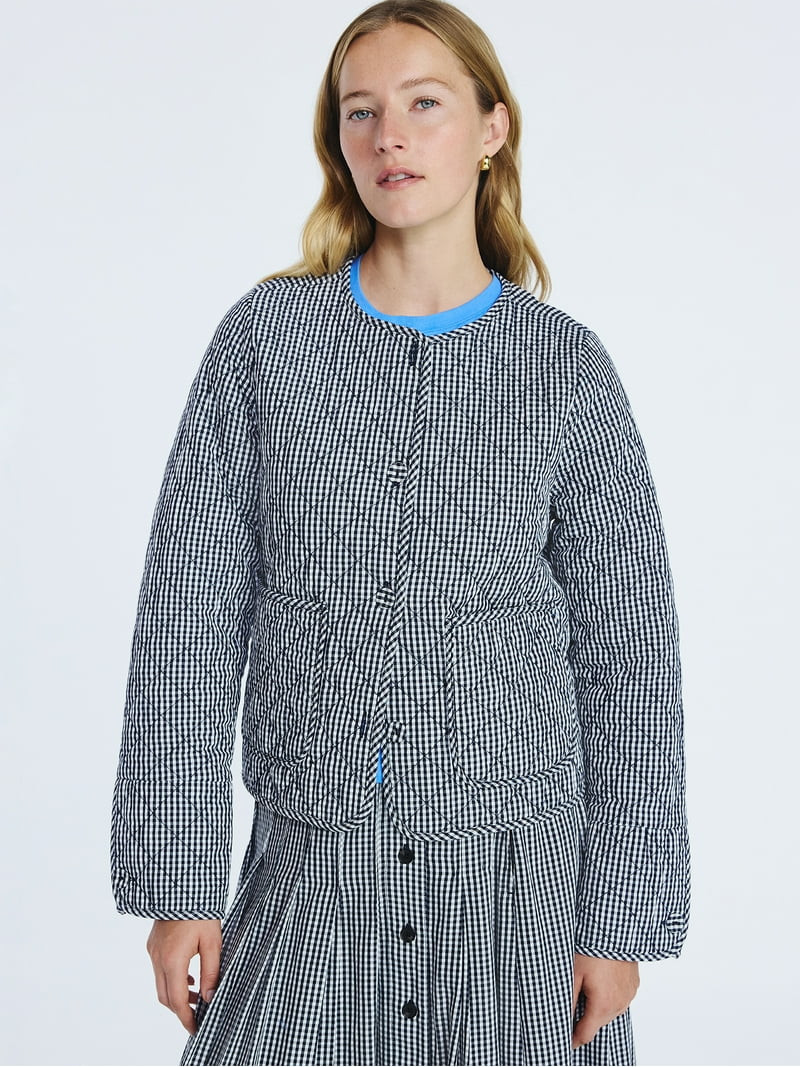 Free Assembly Women's Collarless Cotton Quilted Jacket, Sizes XS-XXL | Walmart (US)