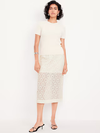 High-Waisted Lace Midi Skirt | Old Navy | Old Navy (US)