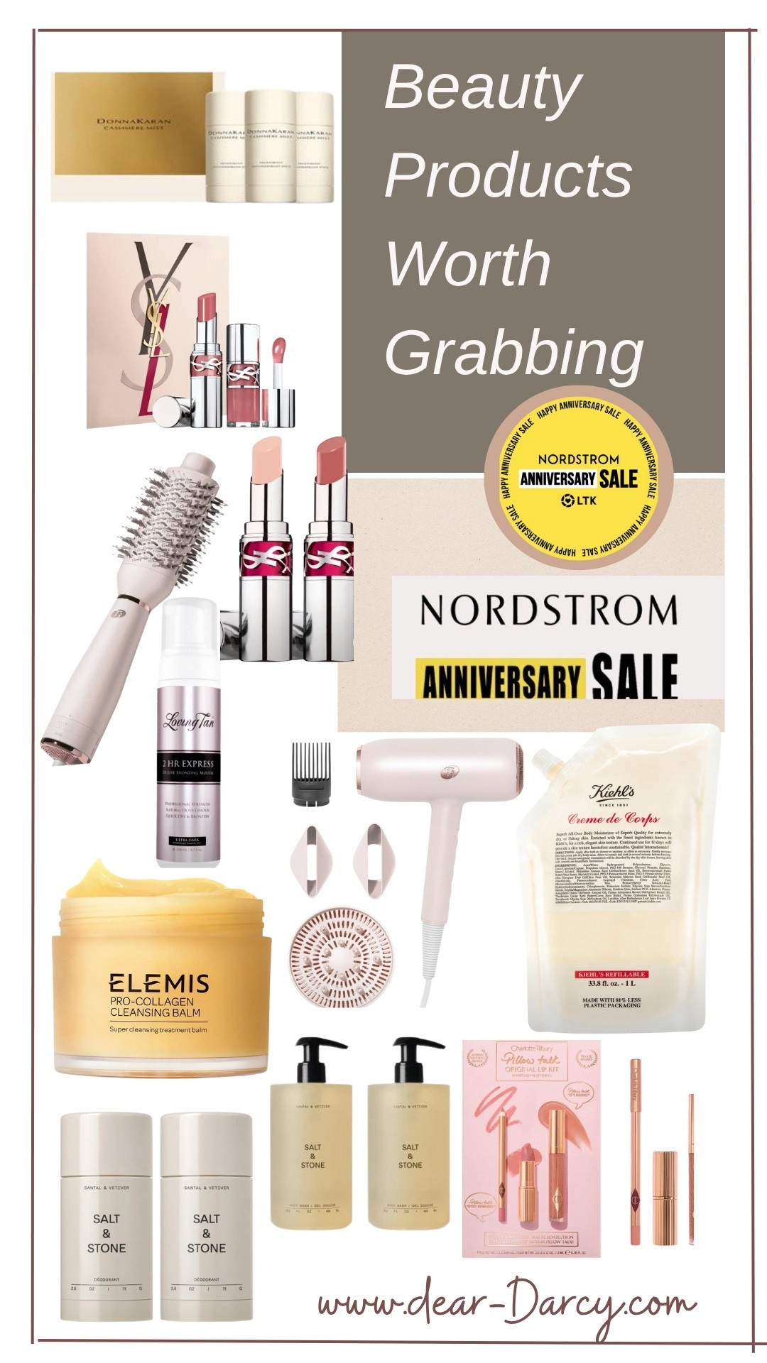 Nordstrom sale
Beauty products worth grabbing..

Most of this I own and use daily, the YSl lip is new colors but I adore their lipsticks 
Getting in a bundle is a big savings

T3 hair tools on sale , hair blow dryer and rolling brush dryer

Loving tan self tanner is so good 

Elemis cleansing balm , my daily go to at night to remove the days make up off my face

Charlotte tilbury lip due set pillow talk 

Khiels crème moisturizer lotion
The best to keep your skin moisturized 

Sand and stone body wash due smells great and is clean beauty 
And their deodorant is clean beauty, smells great and a top seller for those wanting clean beauty this works great

Donna Karen cashmere deodorant trio pack, my daily go too




#LTKOver40 #LTKBeauty #LTKSaleAlert