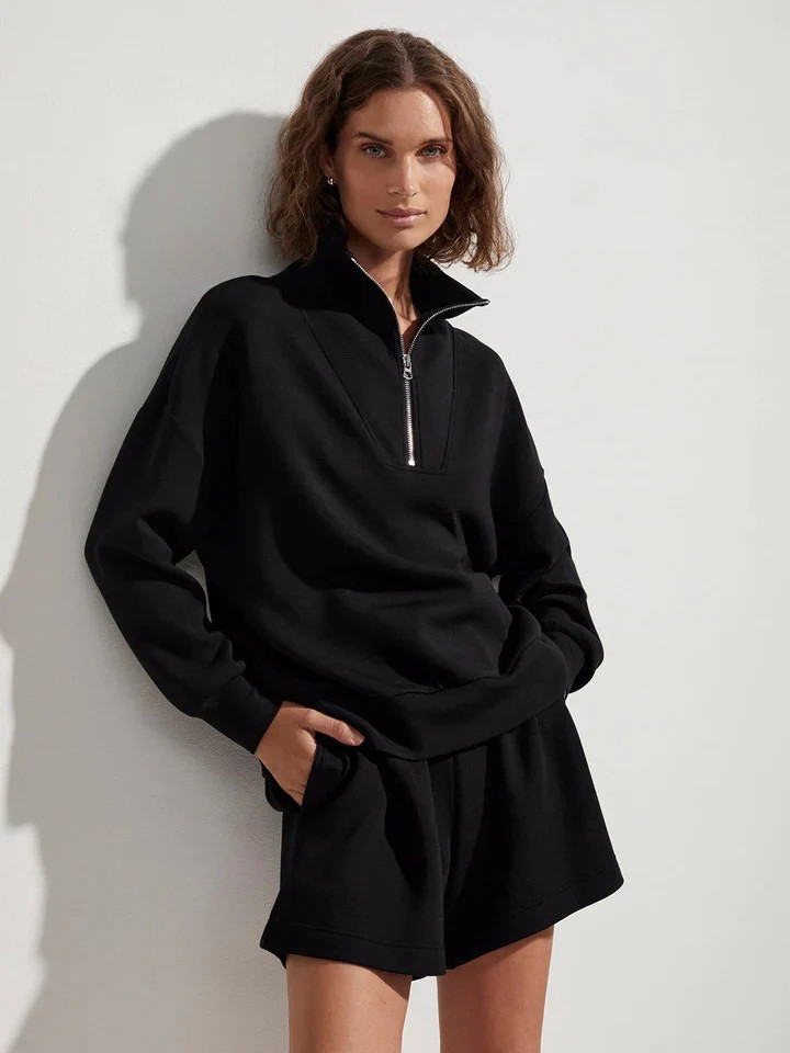 VARLEY | Hawley Half Zip Sweat - Black | Mad About Style Boutique