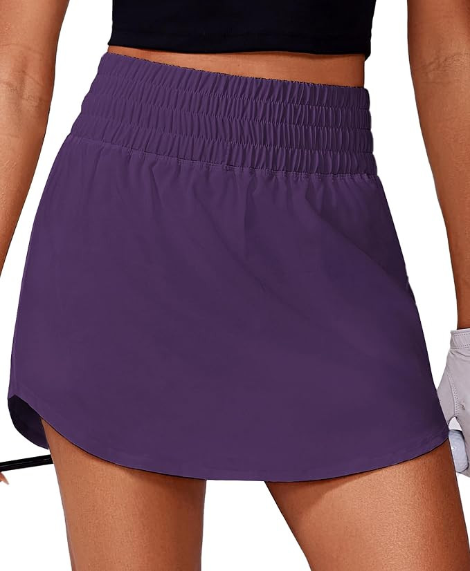 PINSPARK 16" Golf Skirts for Women High Elastic Waisted Skort 2 Pockets | Curved Hem, Tummy Contr... | Amazon (US)