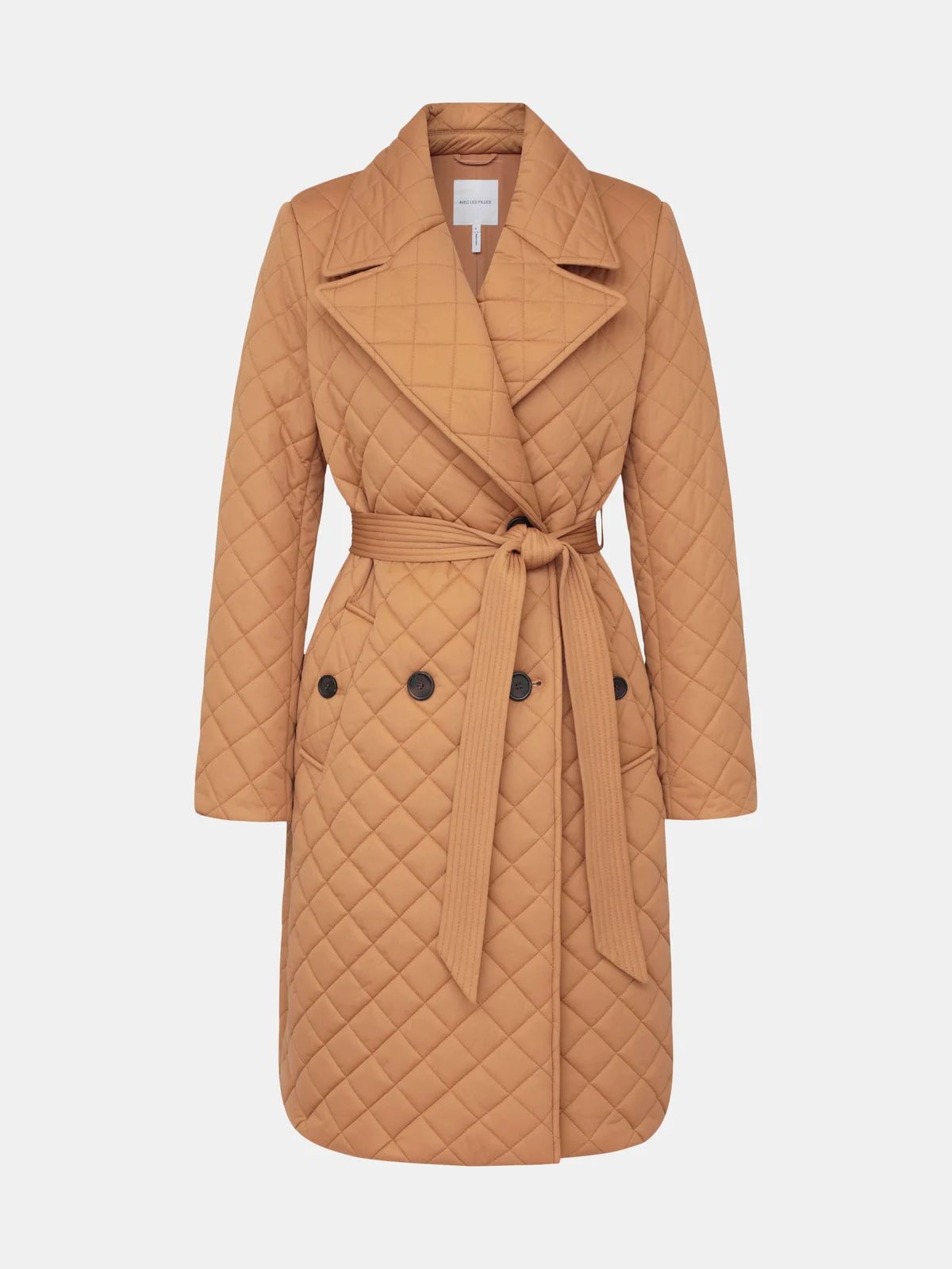 Diamond Quilted Double-Breasted Trench | Verishop