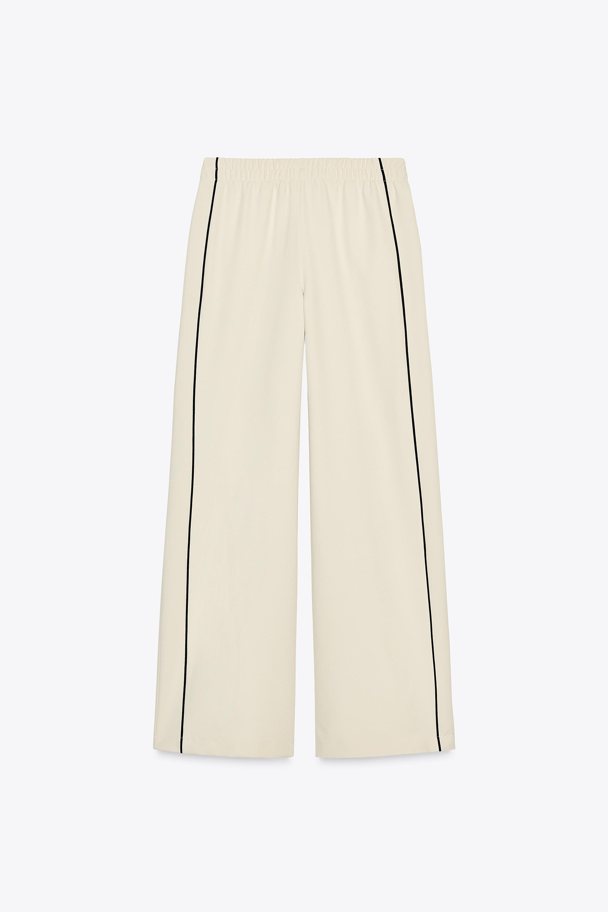 WIDE-LEG TROUSERS WITH CONTRASTING TRIM | Zara UK