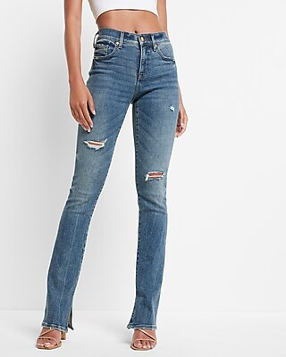 Mid Rise Medium Wash Ripped Skyscraper Jeans, Women's Size:8 | Express