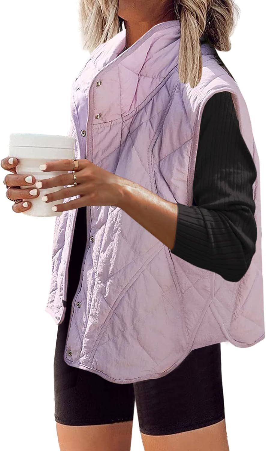 SENSERISE Womens Quilted Vest Stand Collar Lightweight Button Down Padded Gilet with Pockets | Amazon (US)