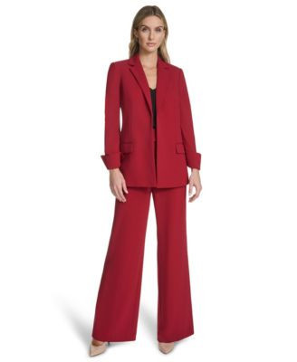 Calvin Klein Womens Open Front Jacket Straight Leg Pant | Macy's